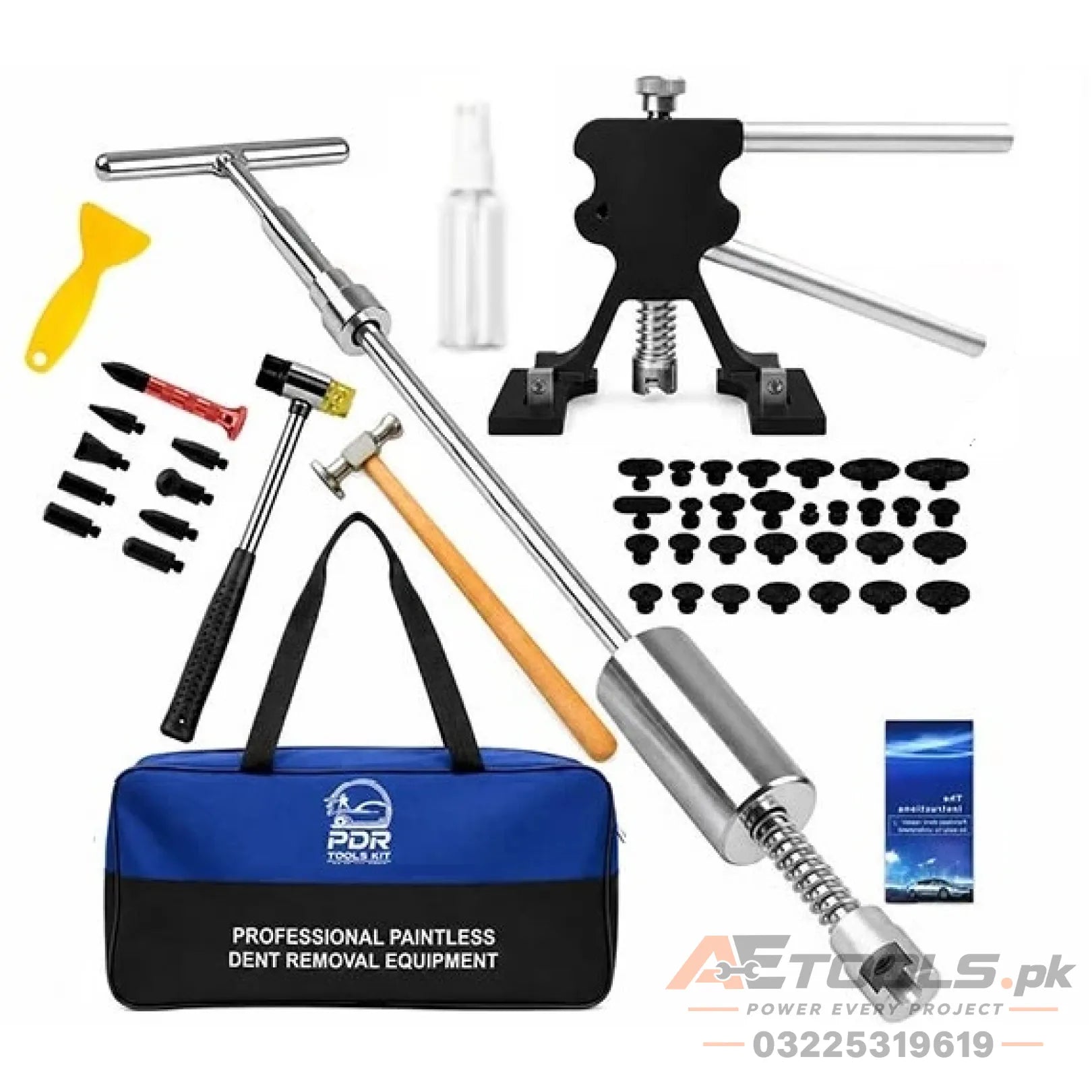 Compact PDR Dent Removal Tool Kit with Slide Hammer and Dent Puller