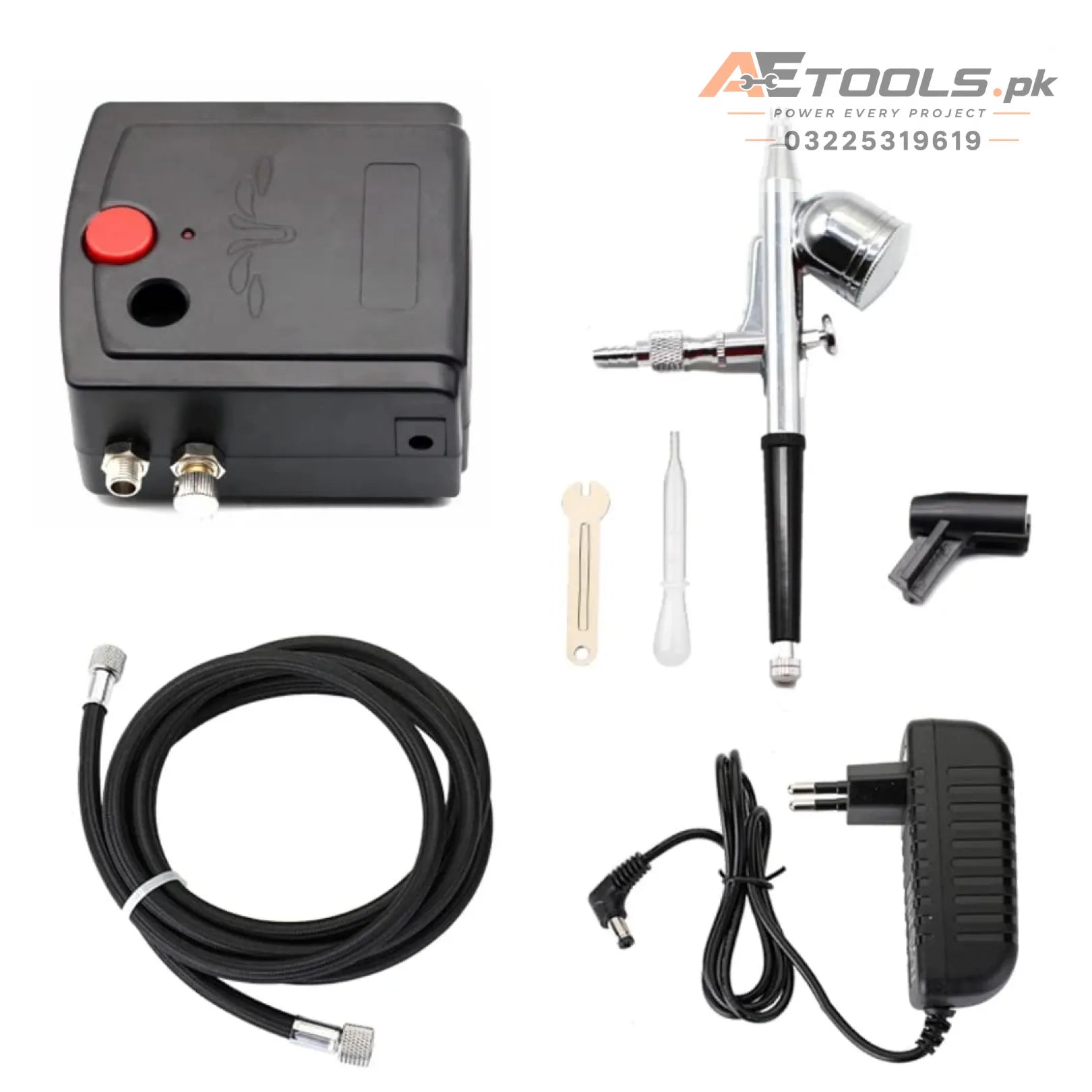 Dual-action 0.3mm airbrush kit with compressor for nail cake model and car painting