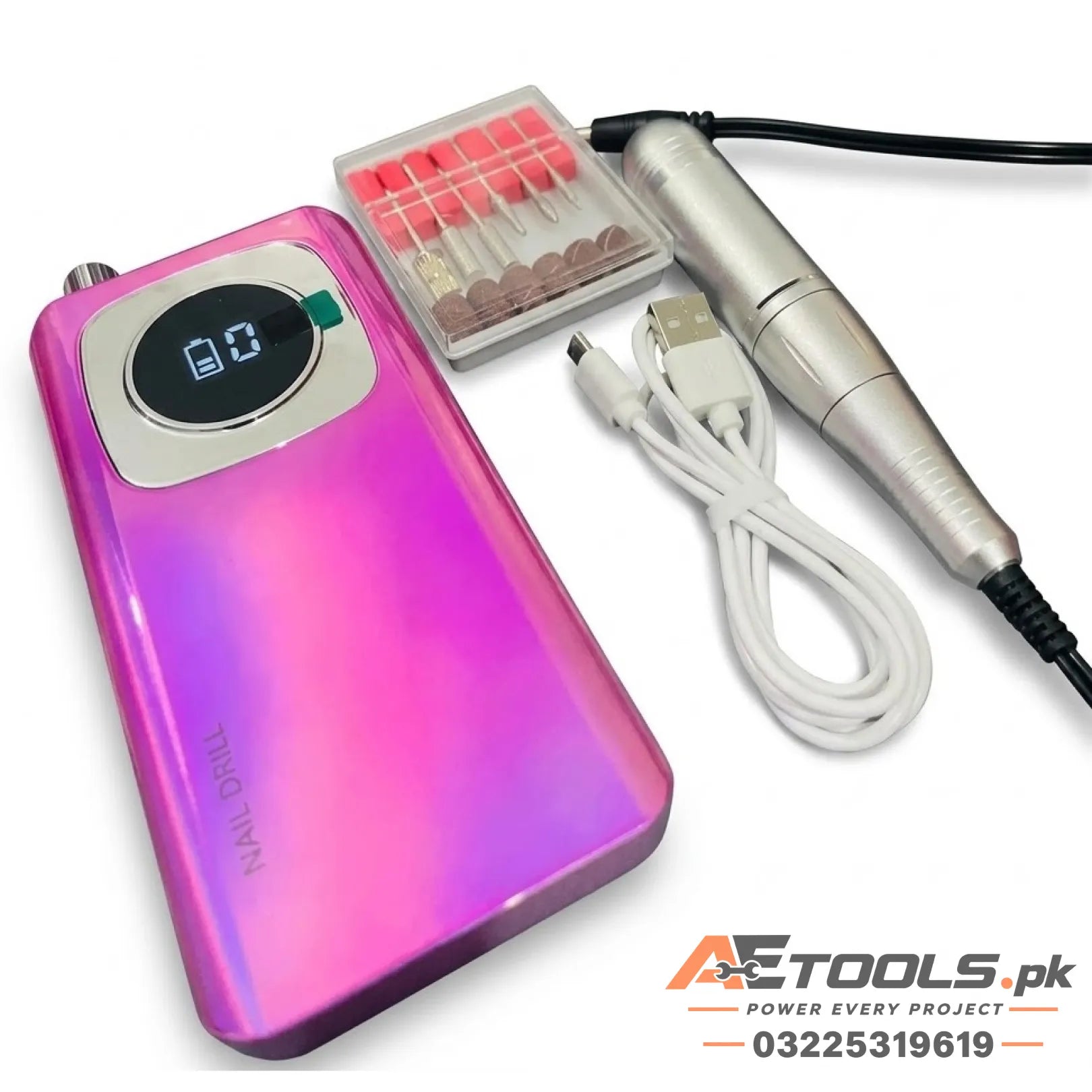 Rechargeable Nail Drill Machine with Digital Display and Bits Set