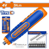 WADFOW Cordless Screwdriver WCV4435 4V with LED Light and Cr-V Bit Set