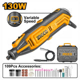 INGCO 130W Variable Speed Mini Rotary Tool Kit (109 Pcs)