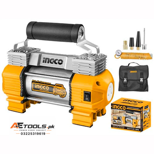 AAC2508 12V Duplex Cylinder Auto Air Compressor with Work Light and Canvas Bag