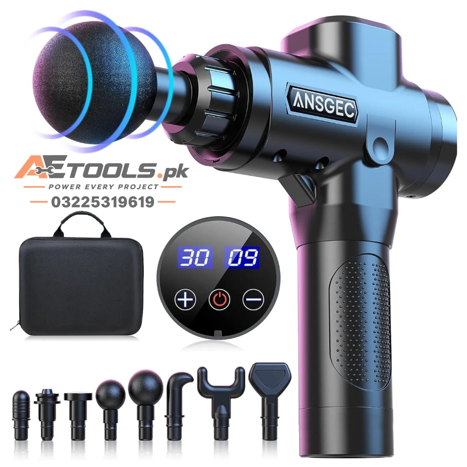 ANSGEC Muscle Massage Gun with 30 Speeds, 8 Massage Heads and LCD Display