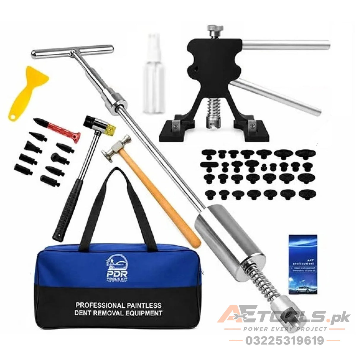 Compact PDR Dent Removal Tool Kit with Slide Hammer and Dent Puller