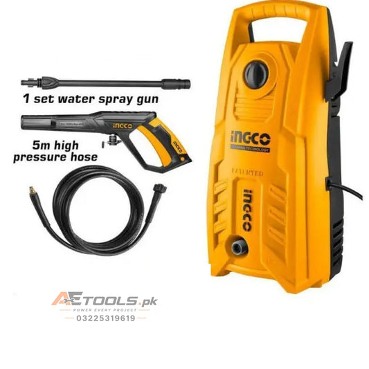 INGCO 1400W high pressure washer with 130 bar pressure and 5.5 L/min water flow