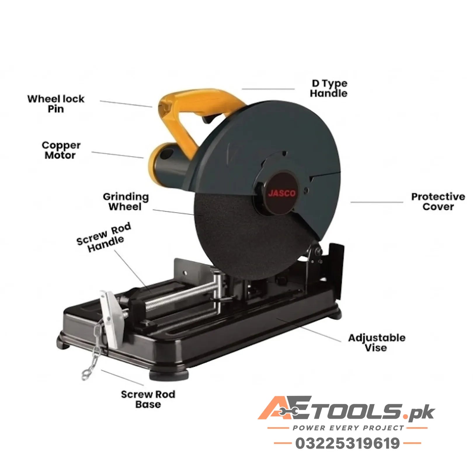 Jasco Cut-Off Saw JCOS2450 2450W 355mm 14-inch with Copper Motor and Adjustable Vise in Best Price