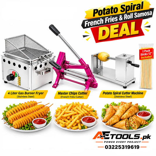 Frying Business Deal with 4L Gas Fryer, Chips Cutter and Potato Spiral Cutter