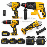 SELEX 4-in-1 Power Tool Combo Kit 20V with Impact Drill, Impact Wrench, Angle Grinder, Rotary Hammer and 4 Batteries