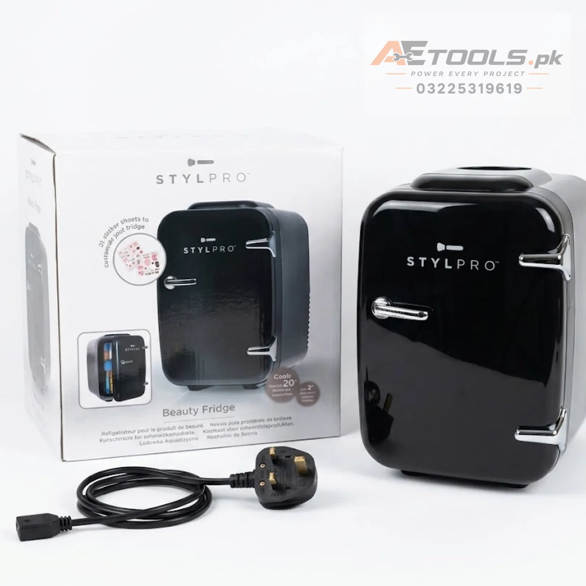 StylPro black mini beauty fridge 4 liter thermoelectric cooler for skincare and cosmetics - AE Tools