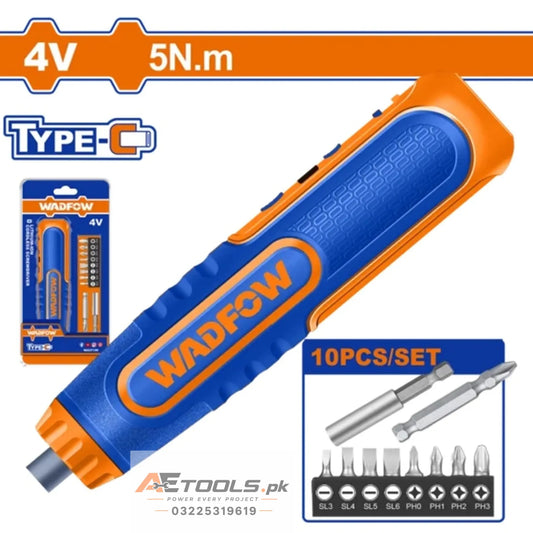 WADFOW Cordless Screwdriver WCV4435 4V with LED Light and Cr-V Bit Set