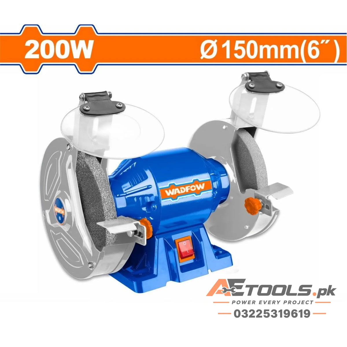 WBG1A1501 Bench Grinder 150mm 200W with Eye Shields and Storage Box